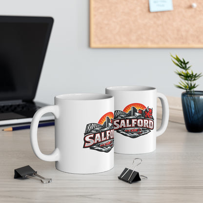 Salford City Skyline Coffee Mug – Devils Logo Ceramic Cup (11oz & 15oz)