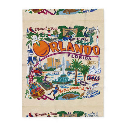 Orlando Vintage Map Fleece Blanket