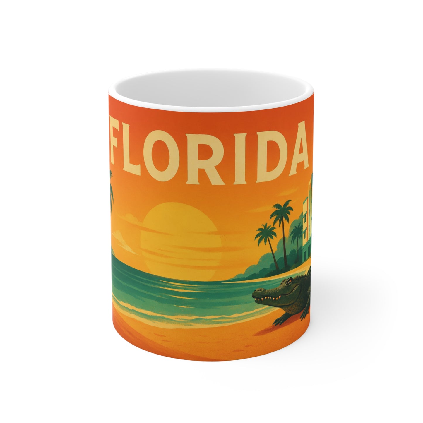 Florida Vintage Beach Mug — Retro Sunset Orange Grove Coffee Cup (11oz & 15oz)