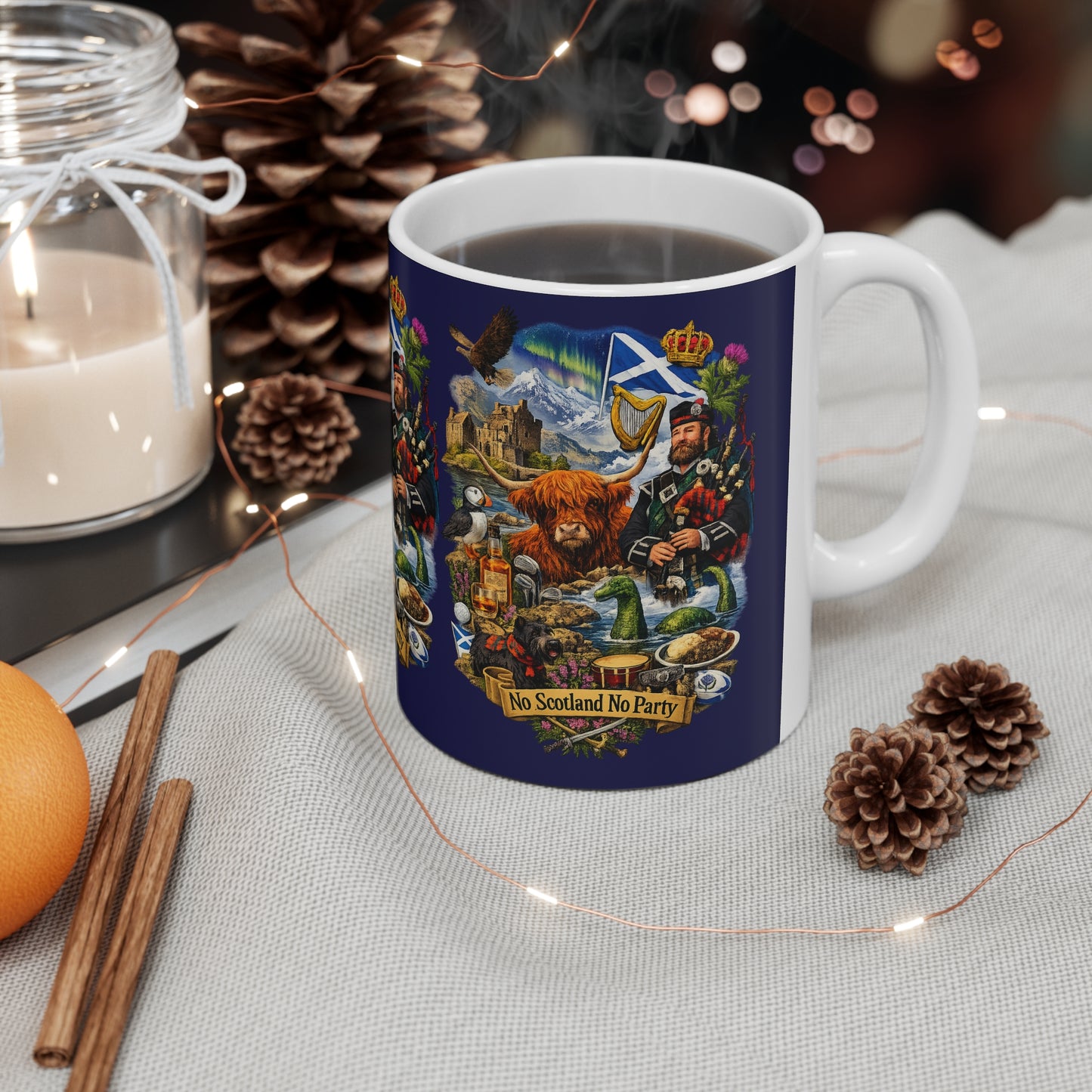 Scotland Mug – "No Scotland No Party" Ceramic Coffee Cup (11oz & 15oz)
