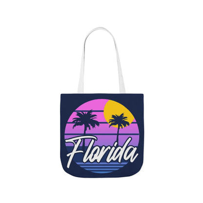 Florida Sunset Palm Tote Bag — Retro Beach Canvas Tote