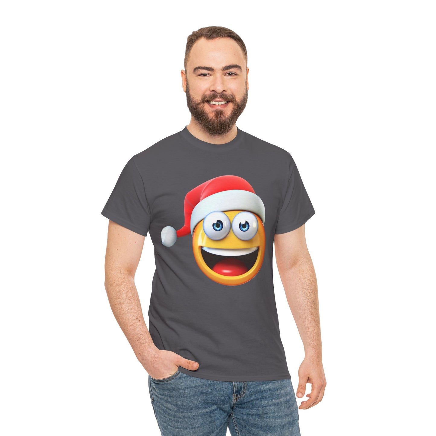 Christmas Emoji T-Shirt — Santa Hat Smiley Holiday Tee