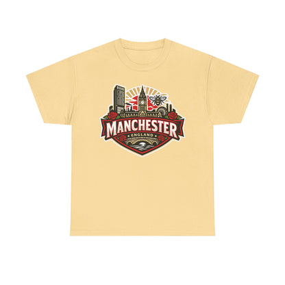 Manchester England Skyline T-Shirt — Vintage City Crest Tee