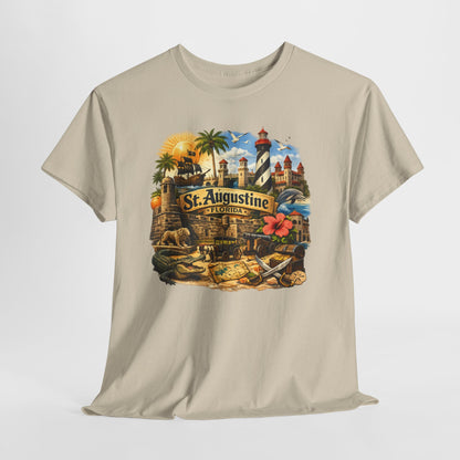 St. Augustine Florida Vintage Travel Tee — Retro Beach & Lighthouse Souvenir T-Shirt