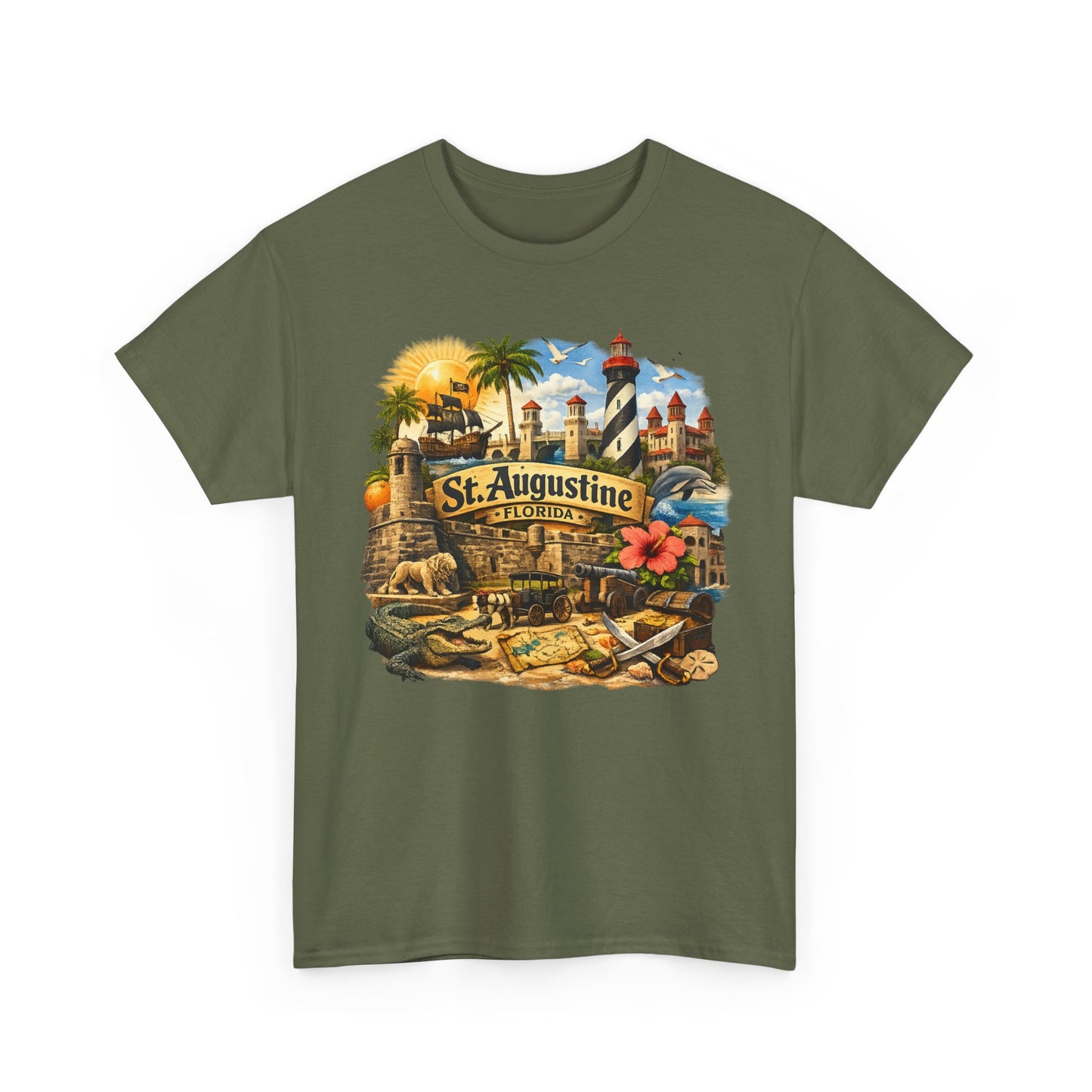 St. Augustine Florida Vintage Travel Tee — Retro Beach & Lighthouse Souvenir T-Shirt