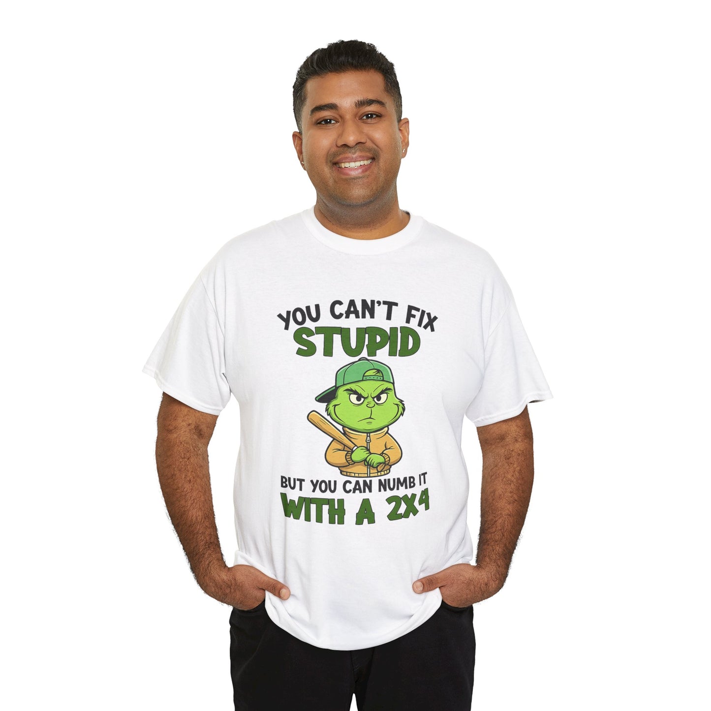 Funny Carpenter T‑Shirt — "You Can't Fix Stupid But You Can Numb It With a 2x4"