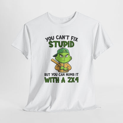 Funny Carpenter T‑Shirt — "You Can't Fix Stupid But You Can Numb It With a 2x4"