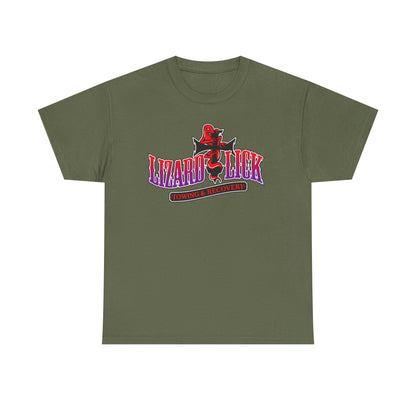 Lizard Lick T-Shirt — Retro Neon Logo Tee with Lizard & Cowboy Graphic
