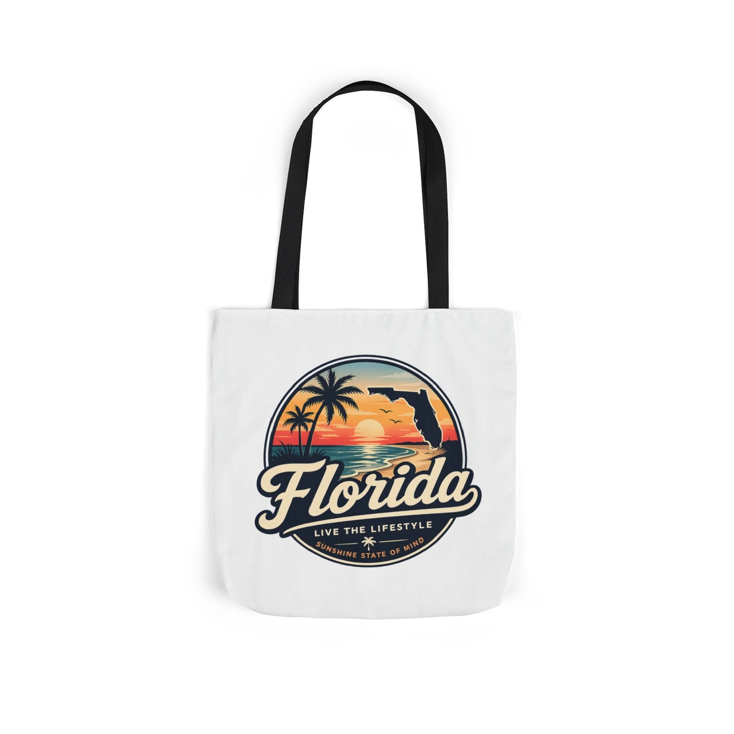 Florida Sunset Canvas Tote Bag — Retro Palm Beach Design