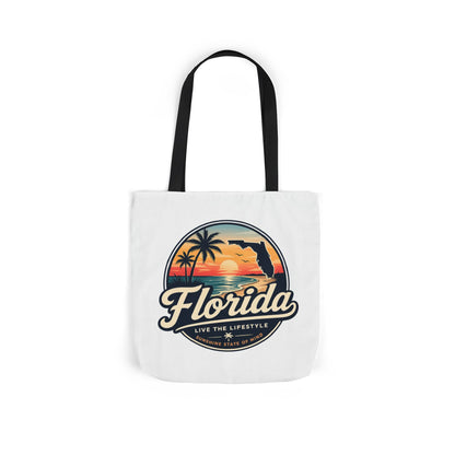 Florida Sunset Canvas Tote Bag — Retro Palm Beach Design