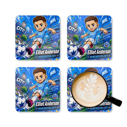 Elliot Anderson Manchester City Set of 4 Corkwood Coasters