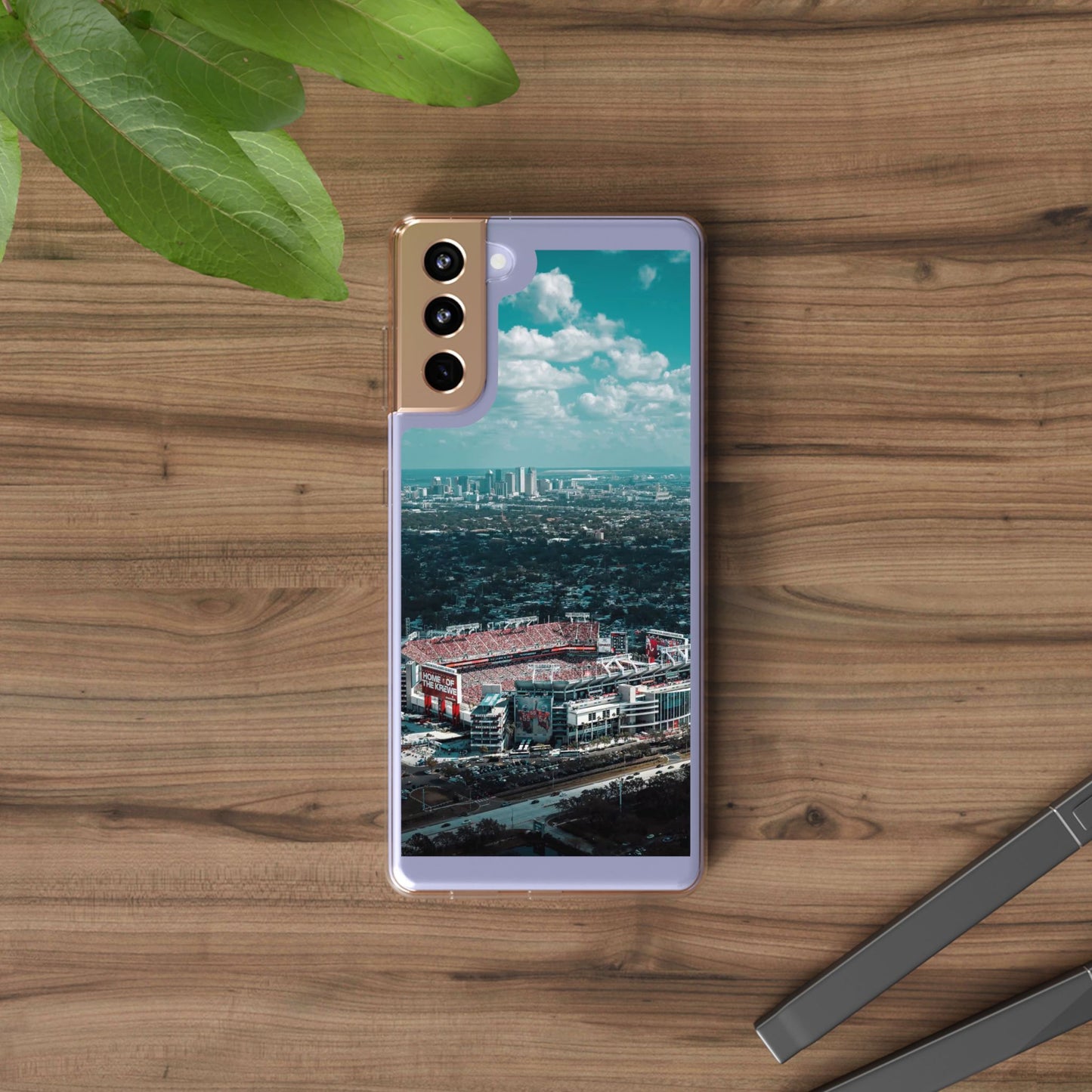 Tampa Bay Raymond James Stadium Clear Phone Case — Aerial City Stadium Design