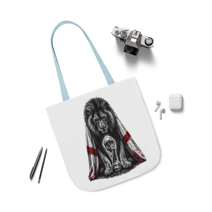 England Lion Guardian Canvas Tote — Protective Lion & Cub Illustration Tote Bag