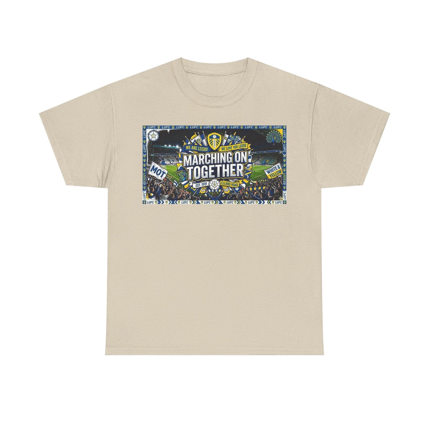 Leeds United T-Shirt — "Marching On Together" Fan Tee (Soccer Supporter Graphic)