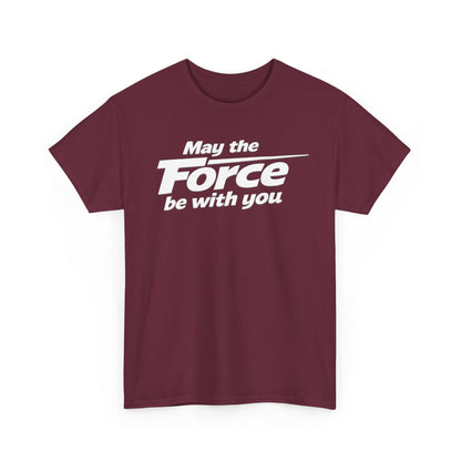 "May the Force Be With You" Retro Embossed Graphic T‑Shirt —