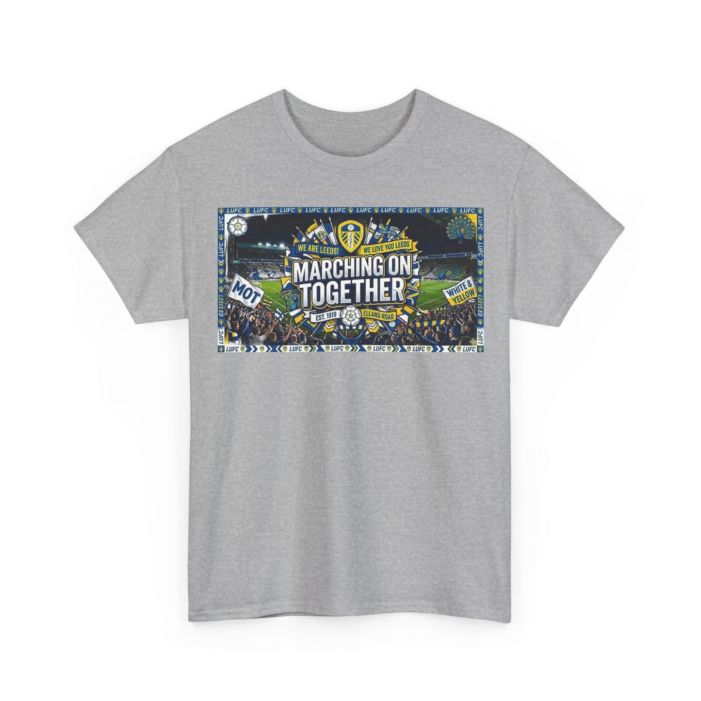 Leeds United T-Shirt — "Marching On Together" Fan Tee (Soccer Supporter Graphic)
