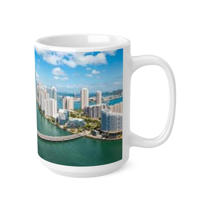 Miami Skyline Ceramic Coffee Mug — Aerial Cityscape 11oz & 15oz