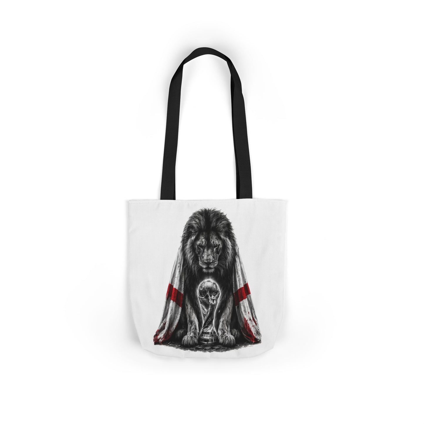 England Lion Guardian Canvas Tote — Protective Lion & Cub Illustration Tote Bag