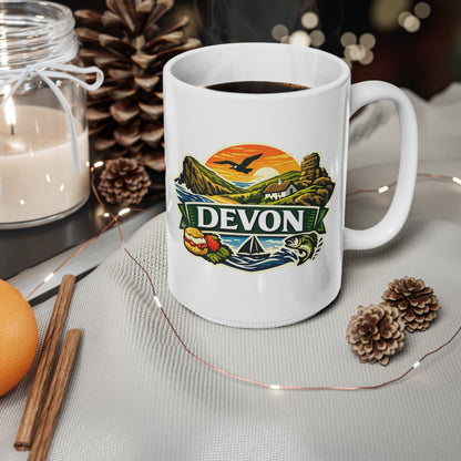 Devon Scenic Mug — Coastal Sunrise Ceramic Coffee Cup (11oz & 15oz)