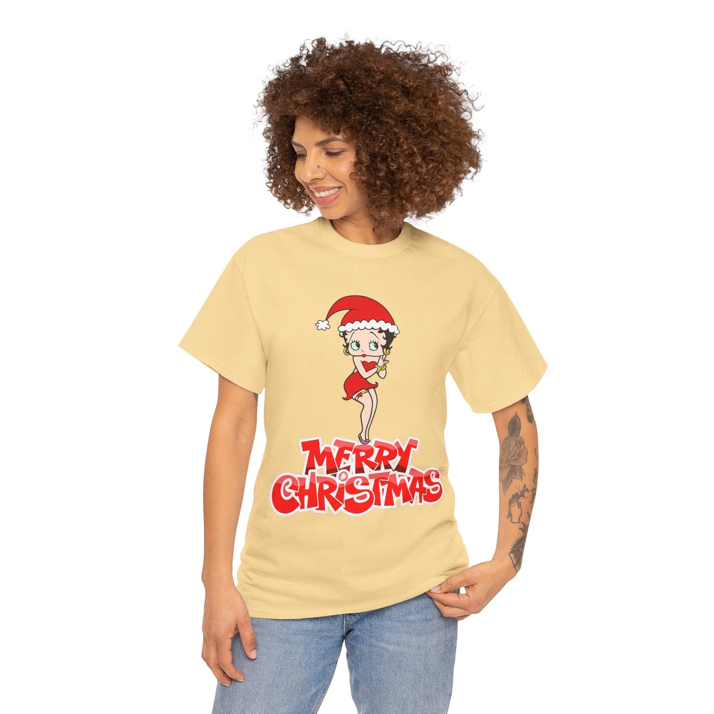 Christmas Betty Boop Tee - 'Merry Christmas' Holiday Graphic Shirt