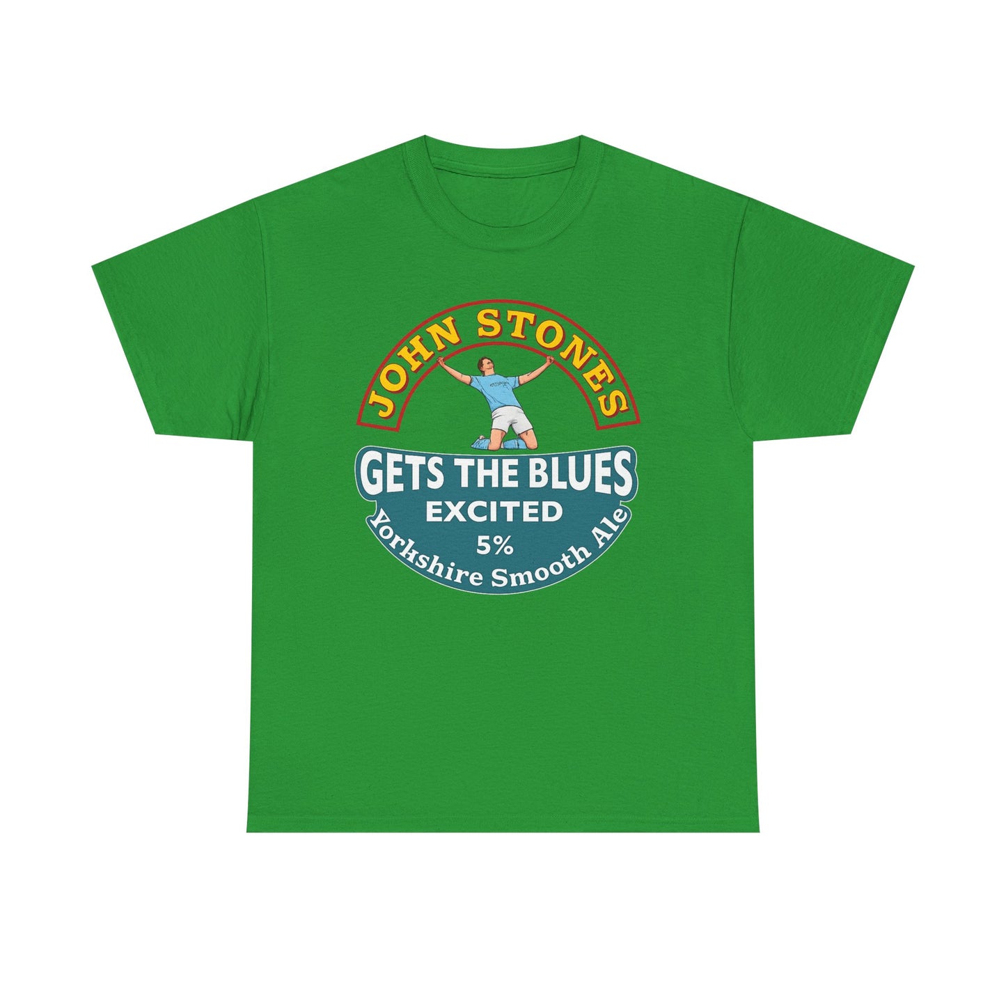 John Stones T-Shirt — "Gets The Blues Excited" Retro Ale Parody Tee