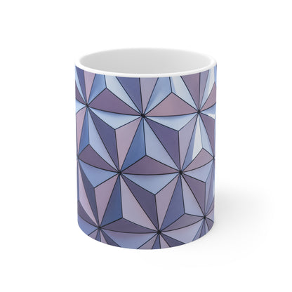 Epcot Geometric Prism Ceramic Mug — Purple Blue Patterned Coffee Cup (11oz & 15oz)