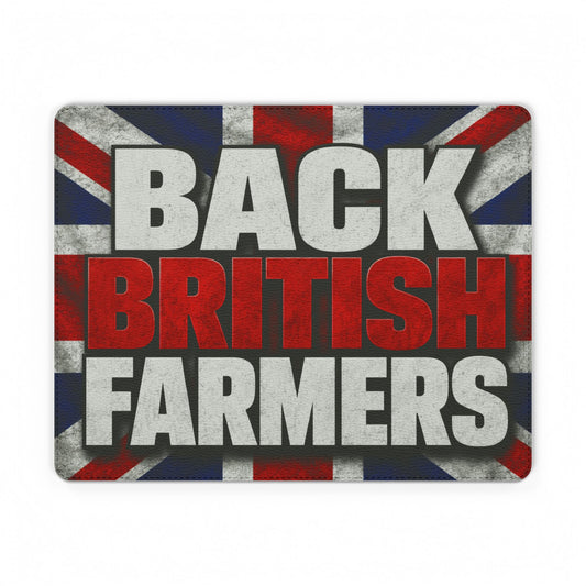 Back British Farmers PU Leather Mouse Mat — Union Jack Patriotic Desk Pad