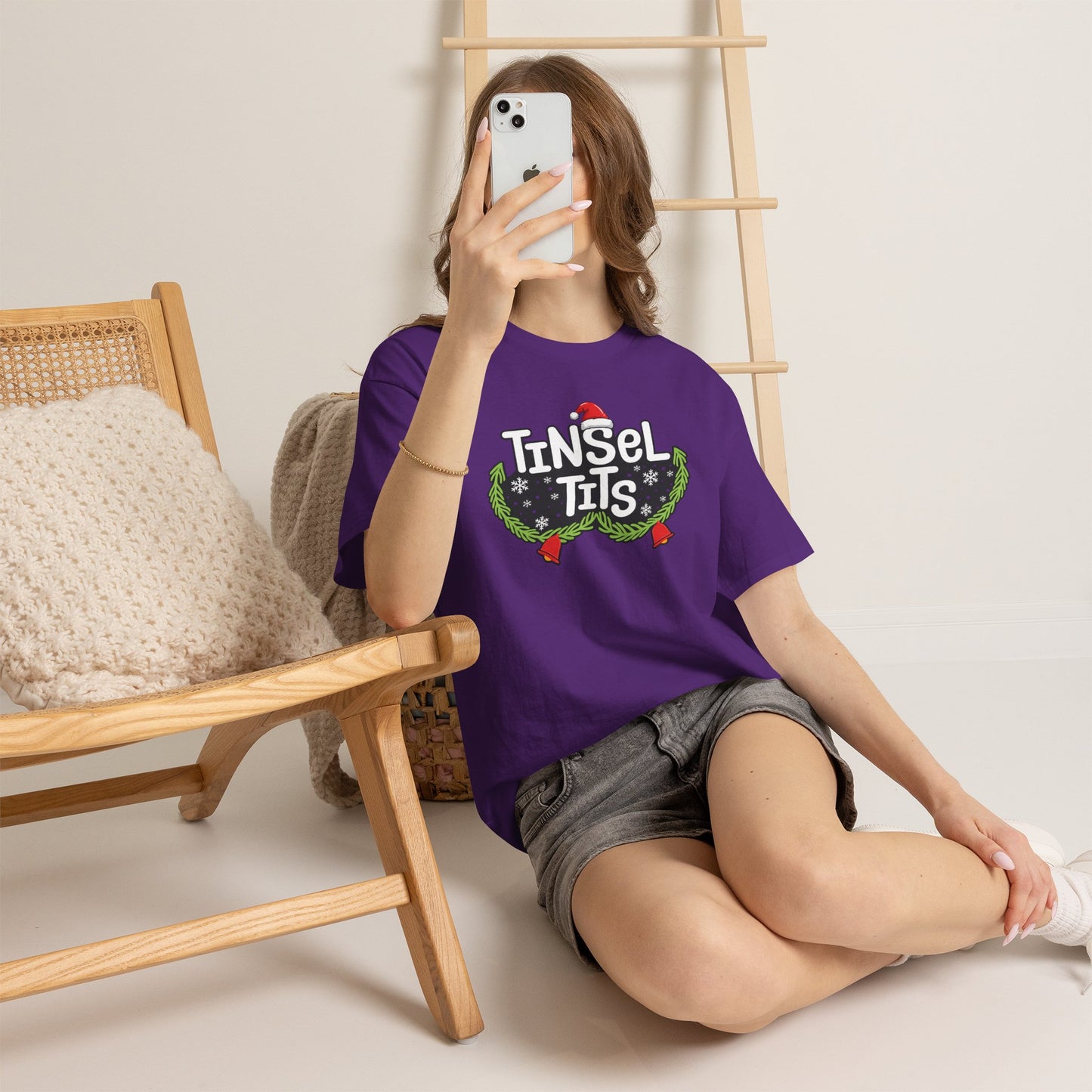 T-Shirt — "Tinsel Tits" Funny Christmas Wreath Holiday Tee