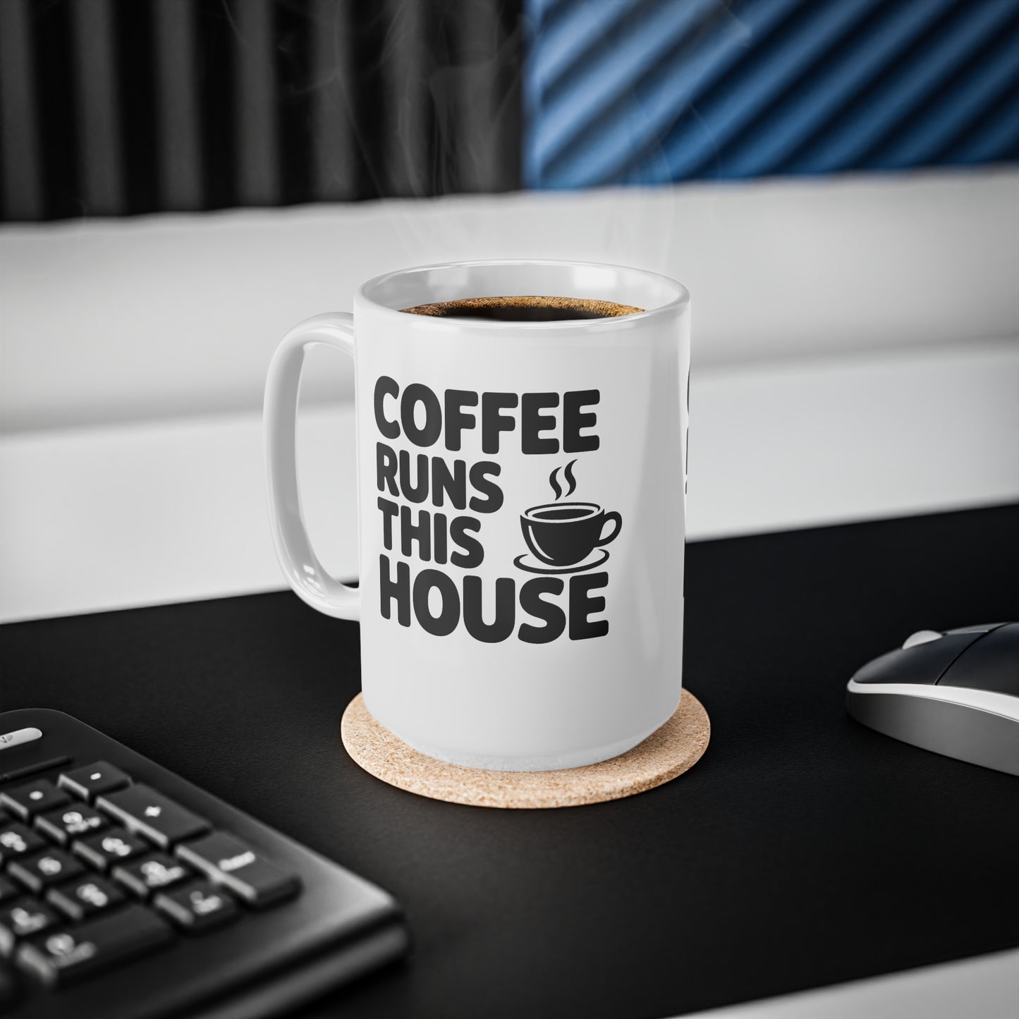Coffee Runs This House Mug — Funny Ceramic Coffee Cup, 11oz & 15oz