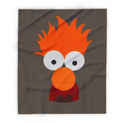 Becker Inspired Orange Fuzzy Character Fleece Blanket – Cute Cartoon Face Cozy Throw