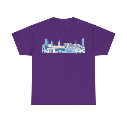 Manchester City Skyline Tee — Minimal Blue Urban Landscape T‑Shirt