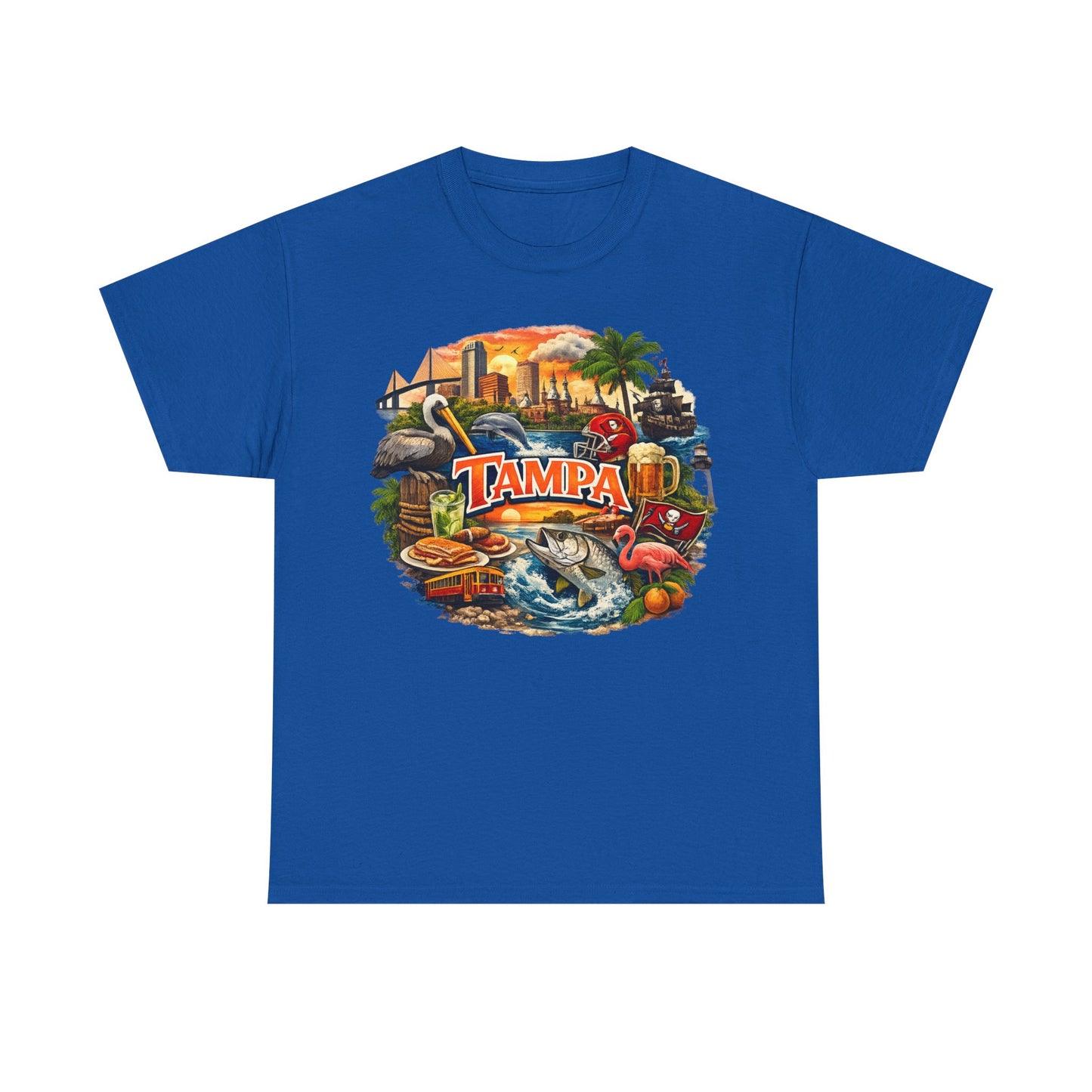 Tampa Florida Retro Scenic Tee — Vintage Beach, Skyline & Wildlife Graphic