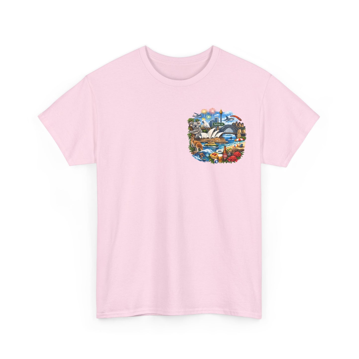 T-Shirt — Sydney Landmark Collage Tee (Opera House, Harbour Bridge, Koala & Beach Scene)