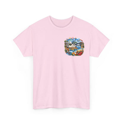 T-Shirt — Sydney Landmark Collage Tee (Opera House, Harbour Bridge, Koala & Beach Scene)