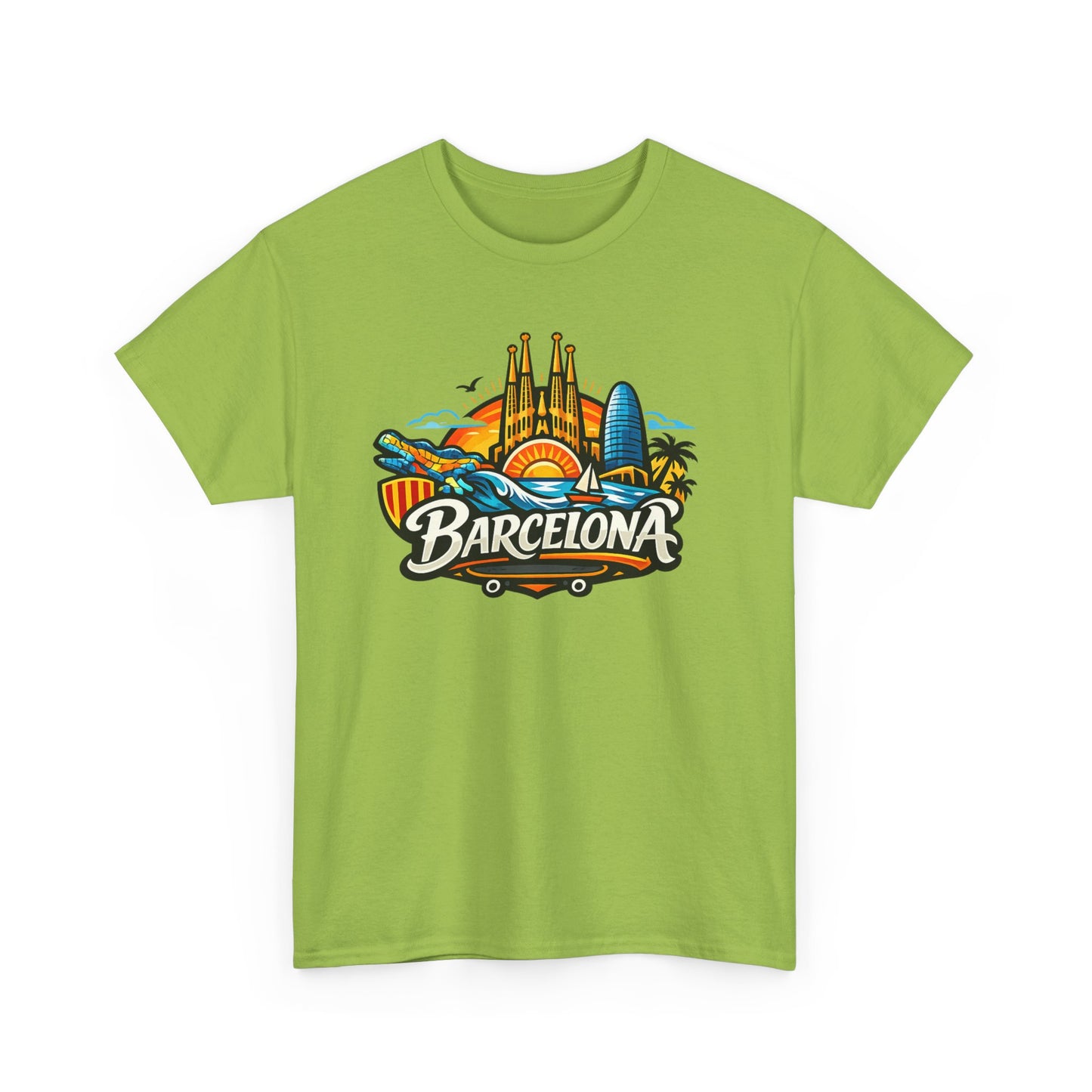 Barcelona Skyline Graphic Tee — Colorful Travel Souvenir T-Shirt