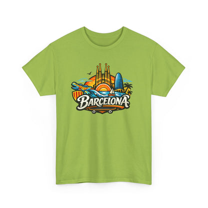 Barcelona Skyline Graphic Tee — Colorful Travel Souvenir T-Shirt