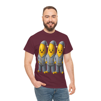 Bananas in Pyjamas – Three Smiling Bananas in Striped Pajamas Graphic T-Shirt