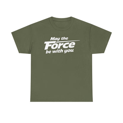 "May the Force Be With You" Retro Embossed Graphic T‑Shirt —