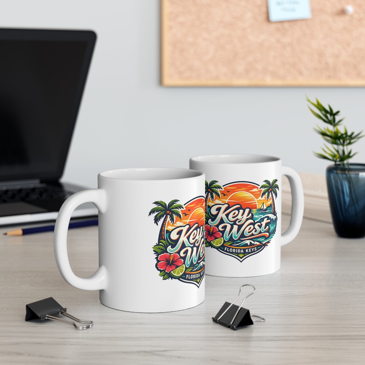 Key West Florida Keys Ceramic Coffee Cups, 11oz, 15oz