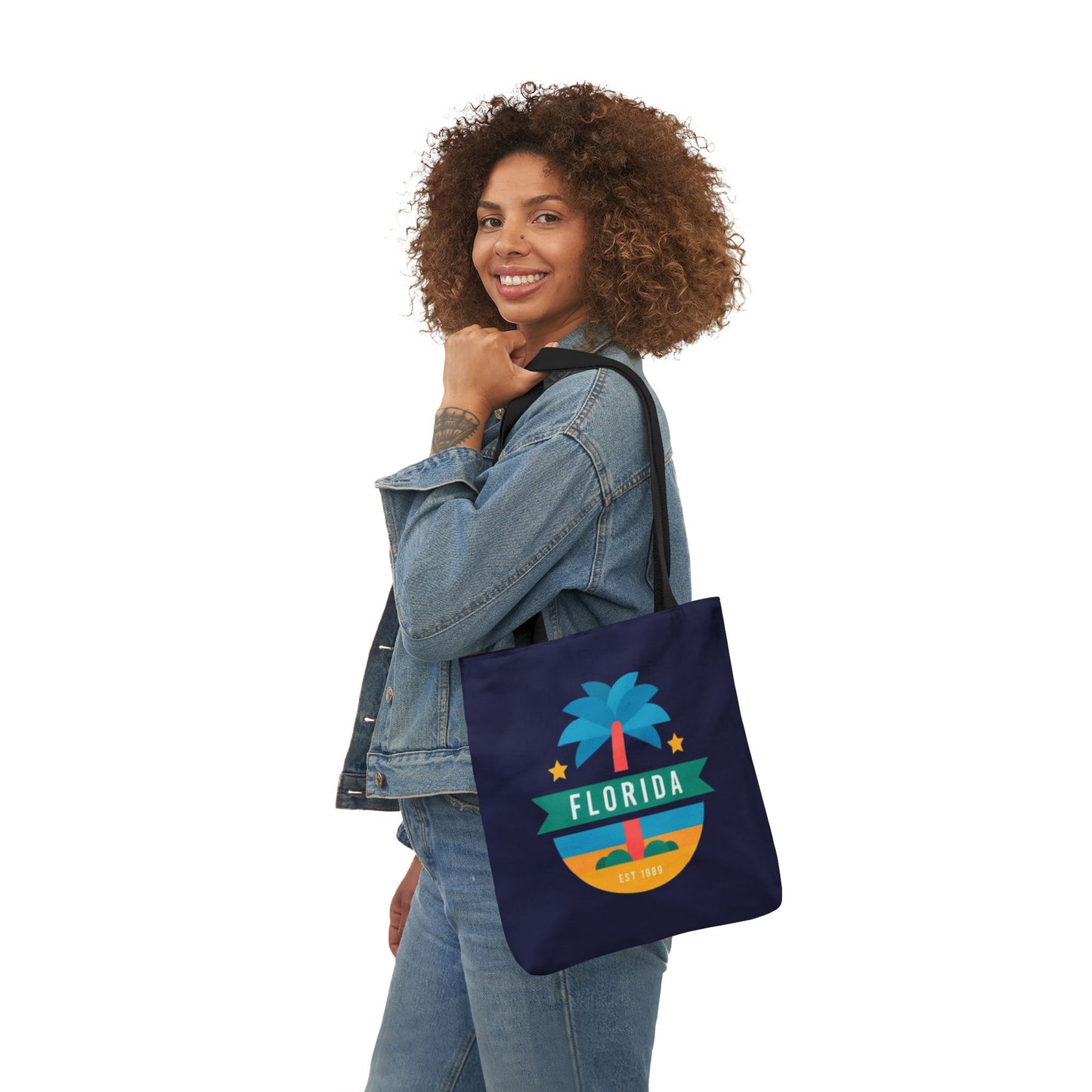 Florida Palm Beach Canvas Tote Bag — Retro Sunshine Travel Tote