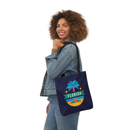 Florida Palm Beach Canvas Tote Bag — Retro Sunshine Travel Tote