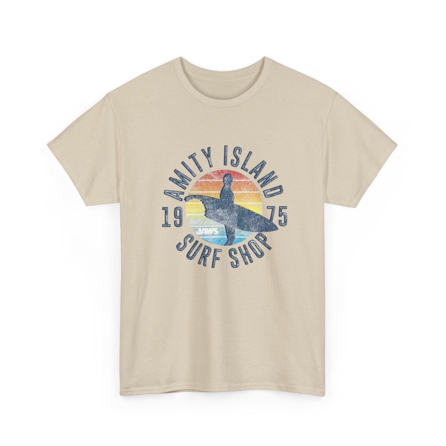 Amity Island Surf Shop Tee — Vintage Surfer Graphic T-Shirt (1975)