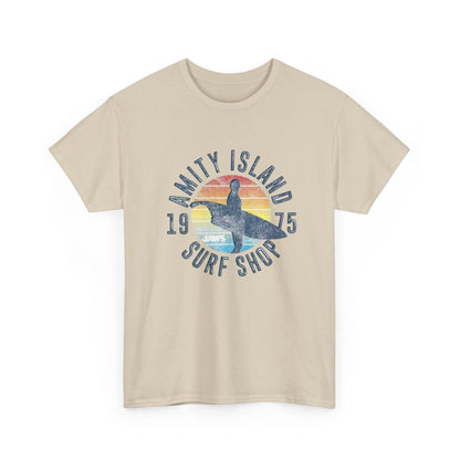 Amity Island Surf Shop Tee — Vintage Surfer Graphic T-Shirt (1975)