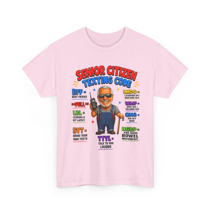 Senior Citizen Texting Code T-Shirt — Funny Grandpa Grandma Retirement Gift