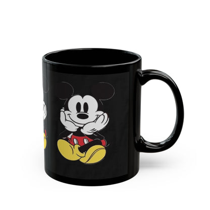 Black Character Mug - Classic Cartoon Mouse Sitting Design (11oz, 15oz)