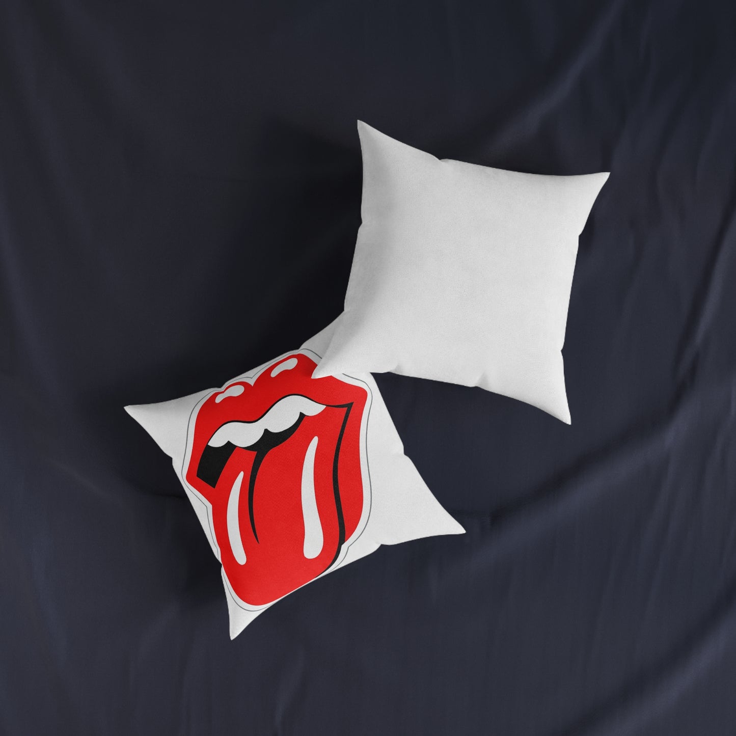 Rock Band Tongue Square Pillow – Retro Music Logo Throw Cushion