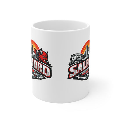 Salford City Skyline Coffee Mug – Devils Logo Ceramic Cup (11oz & 15oz)