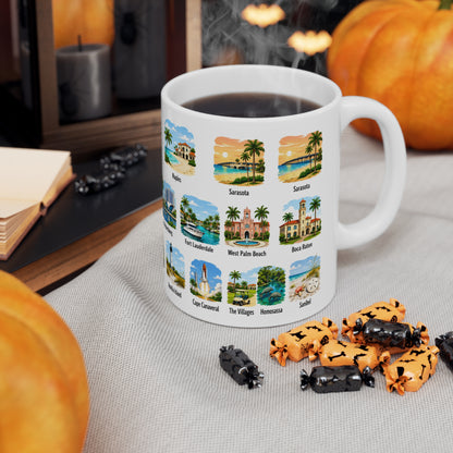 Florida Cities Scenic Ceramic Coffee Mug – 11oz & 15oz Travel Souvenir Cup