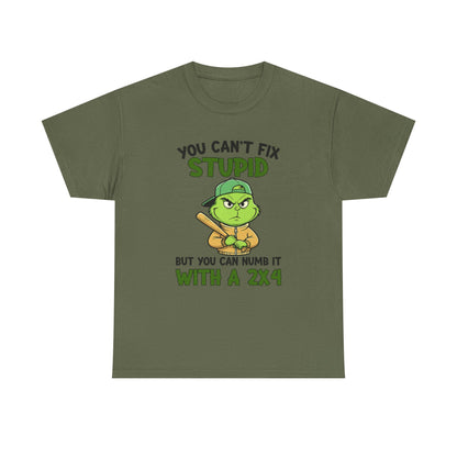 Funny Carpenter T‑Shirt — "You Can't Fix Stupid But You Can Numb It With a 2x4"