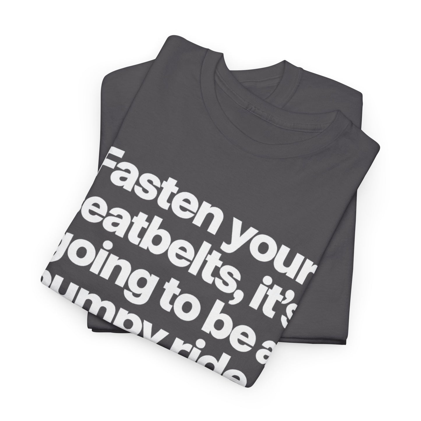 Fasten Your Seatbelts Tee — 'Fasten your seatbelts, it's going to be a bumpy ride.' Graphic T‑Shirt